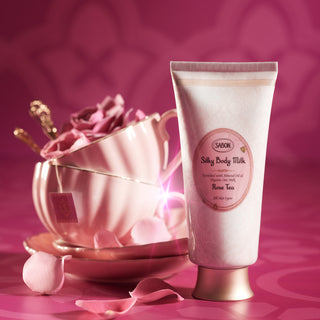 Zijdezachte lichaamsmelk tube Rozenthee 200ml